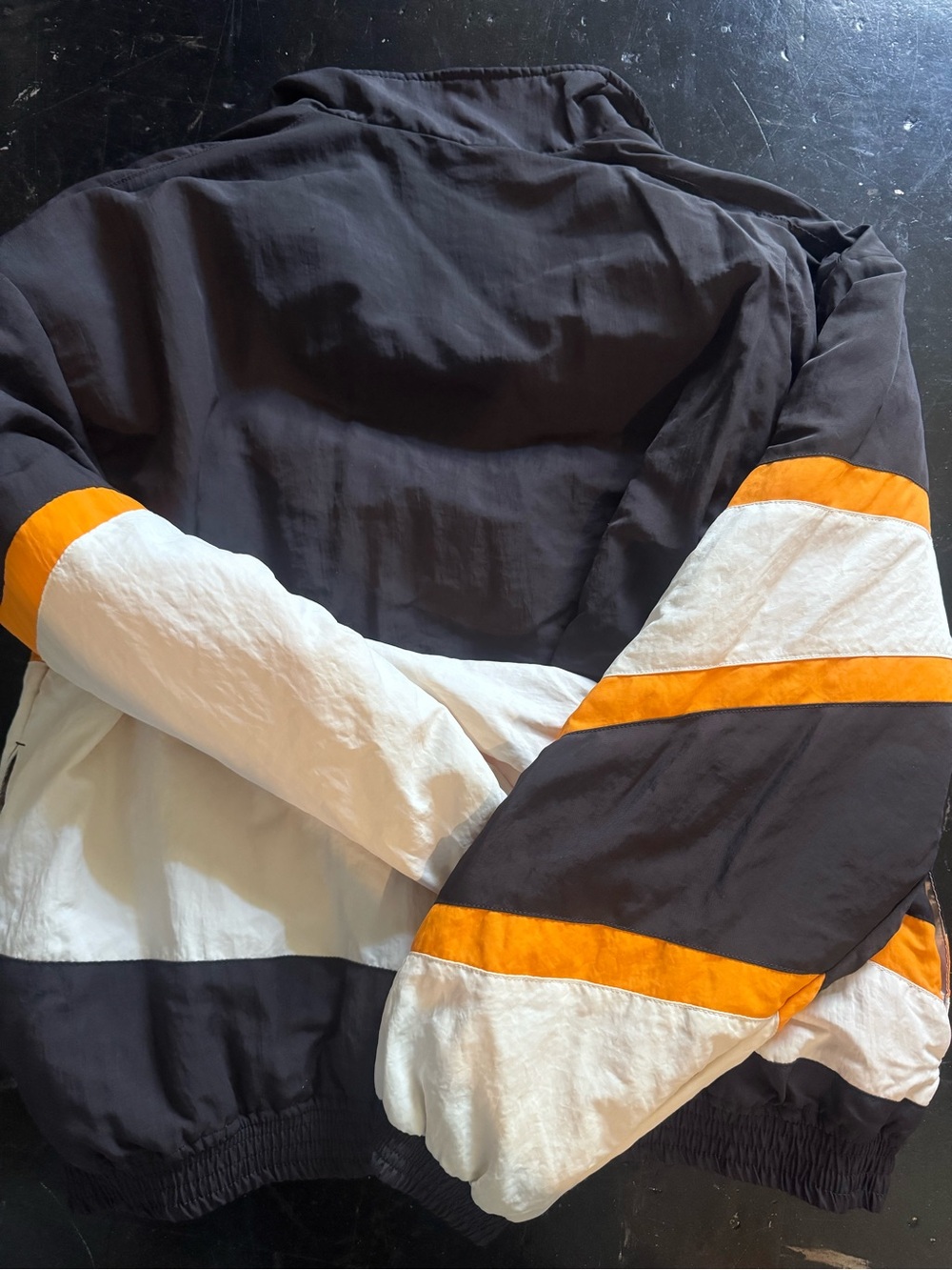 Hollister Black, White & Orange Colorblock Windbreaker